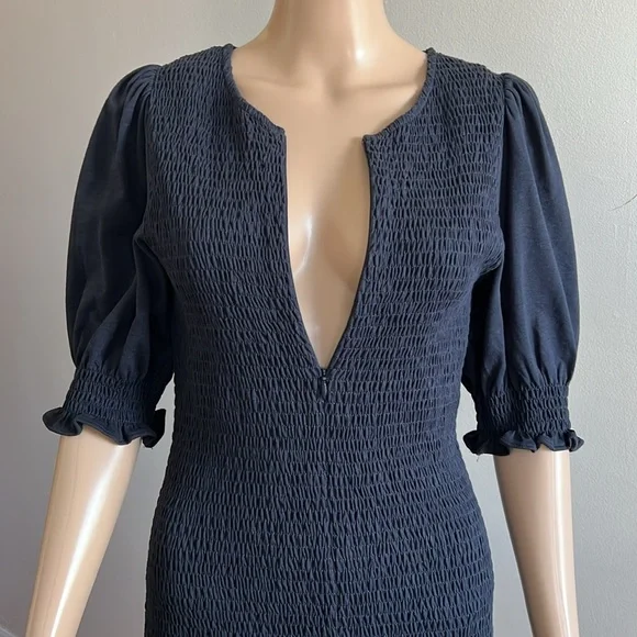 ME+EM Navy Midi Dress with Puff Sleeves - Picture 10 of 15